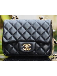 Chanel Classic MINI Flap Bag Sheepskin Leather A1115 Black HY11794CD62