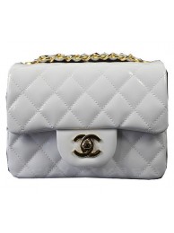 Chanel Classic MINI Flap Bag White Original Patent Leather CF1115 Gold HY10913Bw85