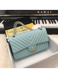Chanel Classic original Sheepskin Leather Shoulder Bag 1112V Sky blue gold chain HY26444LG44