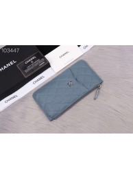 Chanel classic pouch Grained Calfskin& silver-Tone Metal A84402 light blue HY9866DV39