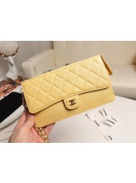 Chanel classic pouch with handle Lambskin & Gold-Tone Metal AP0364 yellow HY2813uU16