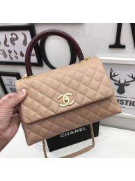 Chanel Classic Red Top Handle Bag Apricot Original Leather A92991 Gold HY11877XW58