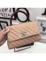 Chanel Classic Red Top Handle Bag Apricot Original Leather A92991 Silver HY6832ff76