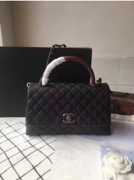 Chanel Classic Red Top Handle Bag Black Original Leather A92292 Silver HY15748PC54