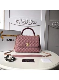 Chanel Classic Red Top Handle Bag Original Leather A92215 pink HY8031dE28