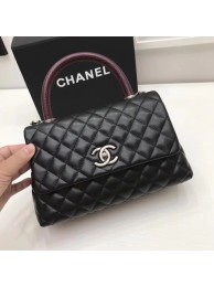 Chanel Classic Red Top Handle Bag Original Leather A92991 Black HY16987XW58