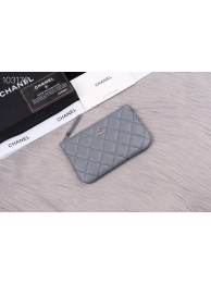 Chanel classic small pouch Grained Calfskin& silver-Tone Metal A82365 grey HY2413UE80