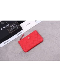Chanel classic small pouch Grained Calfskin& silver-Tone Metal A82365 red HY1434va68