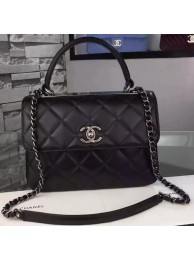 Chanel Classic Top Flap Bag Black Original Leather A98079 Silver HY9133Tk78