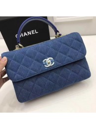 Chanel Classic Top Flap Bag Blue Original Denim A92236 Gold HY11662bW68