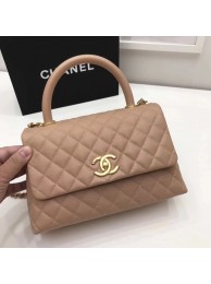 Chanel Classic Top Handle Bag Apricot Original Leather A92991 Gold HY26751qM91