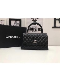 Chanel Classic Top Handle Bag Black Original Leather A92991 Silver HY21910UM91