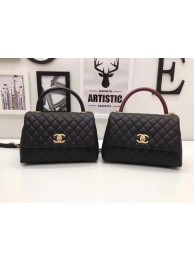 Chanel Classic Top Handle Bag Black Sheepskin Leather A92991 Gold HY6623PC54