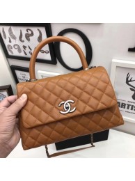Chanel Classic Top Handle Bag Brown Original Leather A92991 Silver HY1848SS41