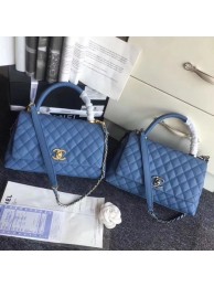 Chanel Classic Top Handle Bag Original Cannage Pattern A96901 Blue HY1656DS71