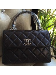 Chanel Classic Top Handle Bag Original Sheepskin Leather A92236 Black HY14485Ag46