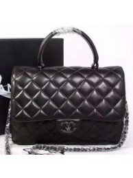 Chanel Classic Top Handle Bag Original Sheepskin Leather A92238 Black HY24401De45