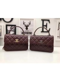 Chanel Classic Top Handle Bag Original Sheepskin Leather A92991 Wine HY11201NP24