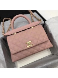 Chanel Classic Top Handle Bag Pink Cannage Pattern A92290 Gold HY20457su78