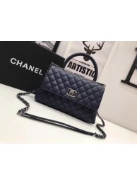 Chanel Classic Top Handle Bag Royal Original Leather A92991 Silver HY21701nV16