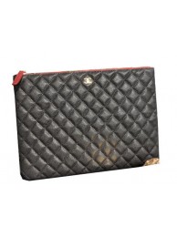 Chanel Clutch Bag Black Cannage Pattern Leather A82044 Gold HY12282Yf79
