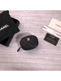 Chanel Coin Purse Metallic Grained Lambskin & Gold-Tone Metal A68995 black HY5135KX51