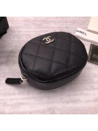 Chanel Coin Purse Metallic Grained Lambskin & Silver-Tone Metal A68995 black HY23170rf73