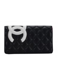 Chanel Combon Bi-Fold Wallet White CC Logo A2622 Black HY9327Yr55