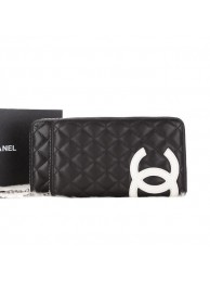 Chanel Combon Zip Around Wallet White CC Logo A46647 Black HY20364Gw67