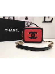 Chanel Cosmetic Bag Original Cannage Pattern A93341 Red&Black HY14889Gw67