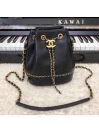 Chanel drawstring bag Calfskin & Gold-Tone Metal AS0373 black HY10841RX32