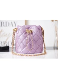 Chanel Drawstring Bag Grained Calfskin & Gold Metal AS2859 Lavender HY17292nE34