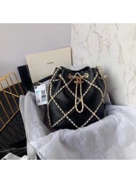 Chanel drawstring bag Lambskin AS2386 black & white HY1931qM91