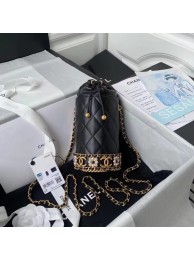Chanel Drawstring Bag Lambskin & Gold Metal AP2257 black HY15576CC86