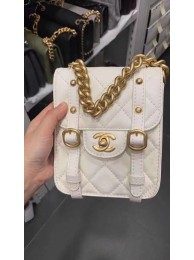 Chanel FLAP BAG Aged Calfskin & Gold-Tone Metal AS2695 white HY7919hk64