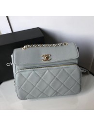 Chanel flap bag Grained Calfskin & Gold-Tone Metal AS1199 grey HY25214nQ90