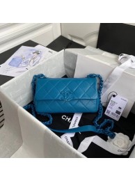 Chanel flap bag Grained Calfskin & Lacquered Metal AS2302 blue HY24153fo19