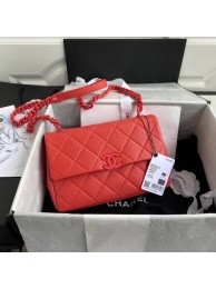 Chanel flap bag Grained Calfskin & Lacquered Metal AS2303 red HY25410KX86