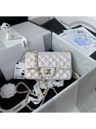 chanel flap bag Iridescent Calfskin & Light Gold-Tone AS1116 Pearl White HY7928gE29