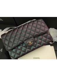 chanel flap bag Iridescent Grained Calfskin&Gold-Tone AS1112 black HY16459Hn31