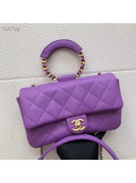 Chanel flap bag Lambskin & Gold Metal AS1358 purple HY13865Jz48