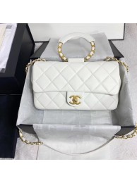 Chanel flap bag Lambskin & Gold Metal AS1358 white HY20314Yo25