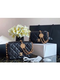 Chanel flap bag Lambskin & Gold-Tone Metal AS2222 black HY14669Ea63