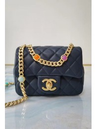 Chanel flap bag Lambskin Resin & Gold-Tone Metal AS2379 dark blue HY2015yx89