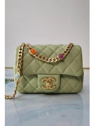 Chanel flap bag Lambskin Resin & Gold-Tone Metal AS2379 light green HY19780sf78