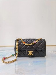 Chanel flap bag Lambskin Resin & Gold-Tone Metal AS2380 black HY829Is79