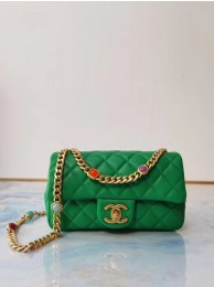Chanel flap bag Lambskin Resin & Gold-Tone Metal AS2380 green HY7560vj67