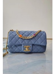 Chanel flap bag Lambskin Resin & Gold-Tone Metal AS2380 light blue HY22566DO87