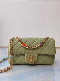 Chanel flap bag Lambskin Resin & Gold-Tone Metal AS2380 light green HY14647Dq89