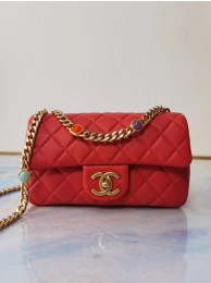 Chanel flap bag Lambskin Resin & Gold-Tone Metal AS2380 red HY8723Bw85